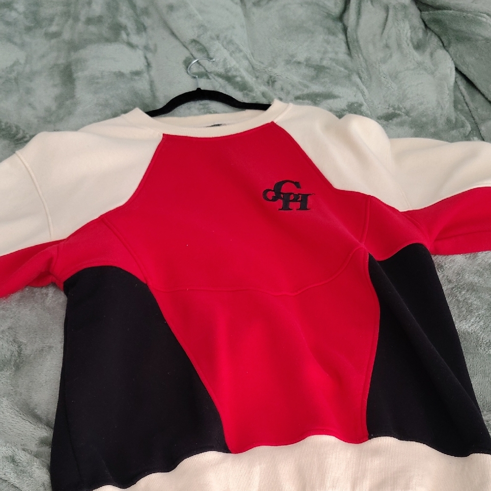 Men's Crewneck Sweater - Red, Black, and Cream